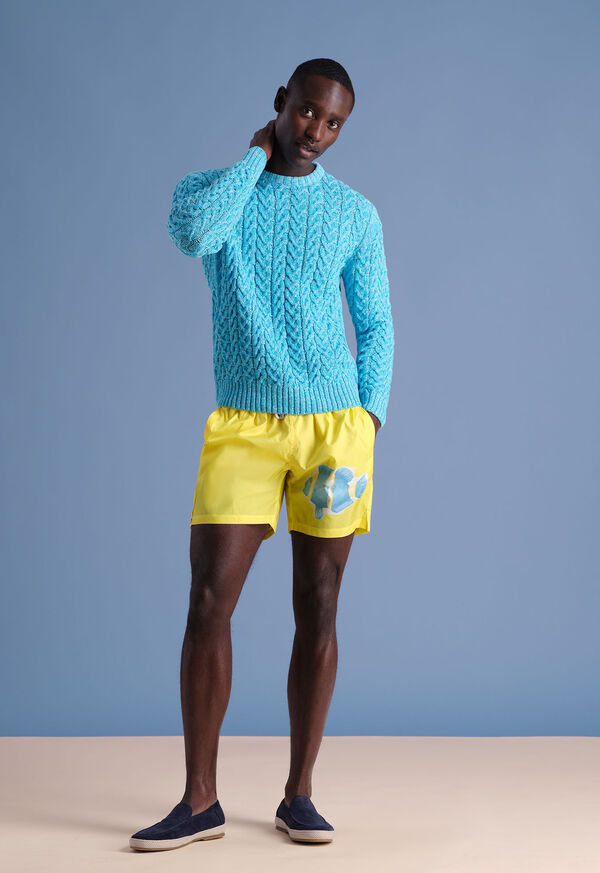 Paul Stuart Fish Print Swim Trunk