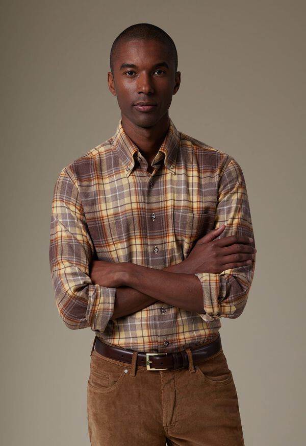 Paul Stuart Flannel Plaid Sport Shirt