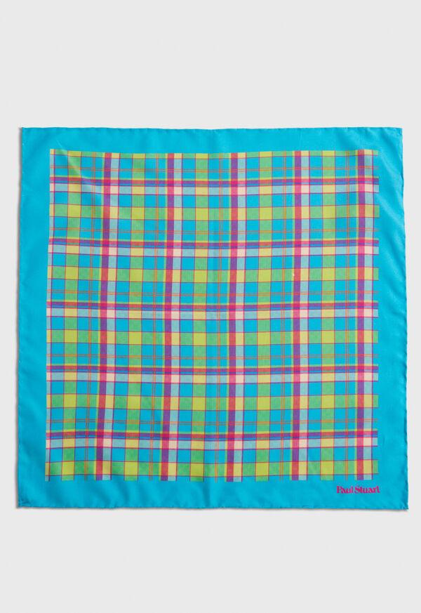 Paul Stuart Habotai Silk Plaid Pocket Square