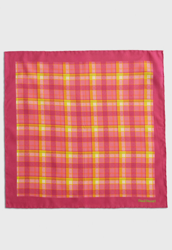 Paul Stuart Habotai Silk Plaid Pocket Square