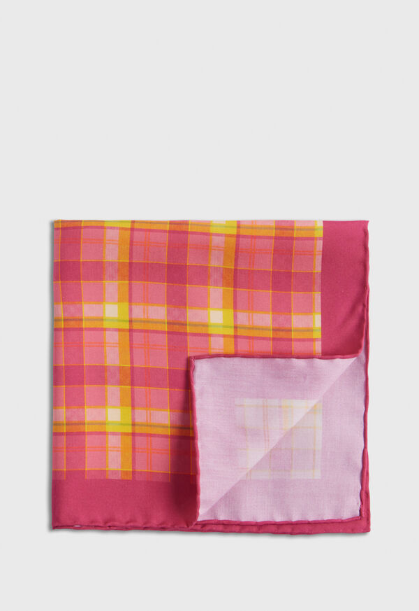 paul stuart Habotai Silk Plaid Pocket Square