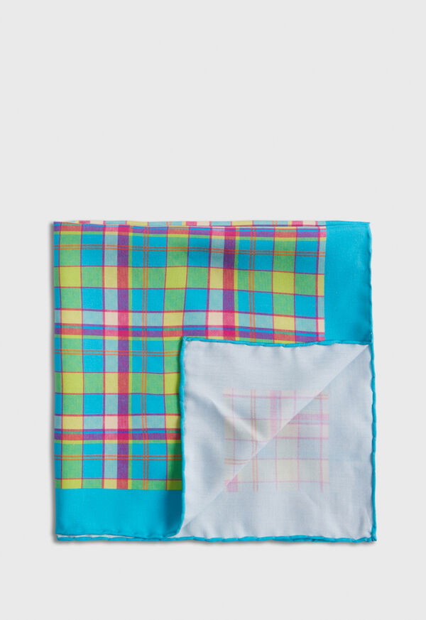 paul stuart Habotai Silk Plaid Pocket Square