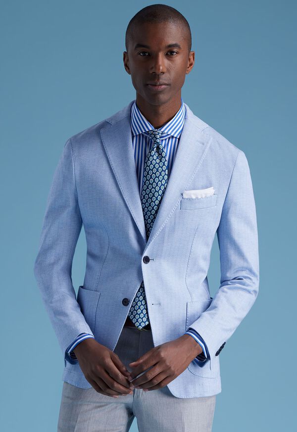 Paul Stuart Herringbone Cotton Jersey Jacket