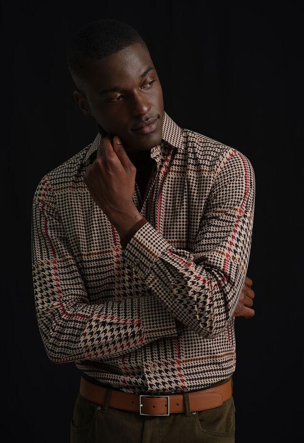 Paul Stuart Houndstooth Printed Sport Shirt