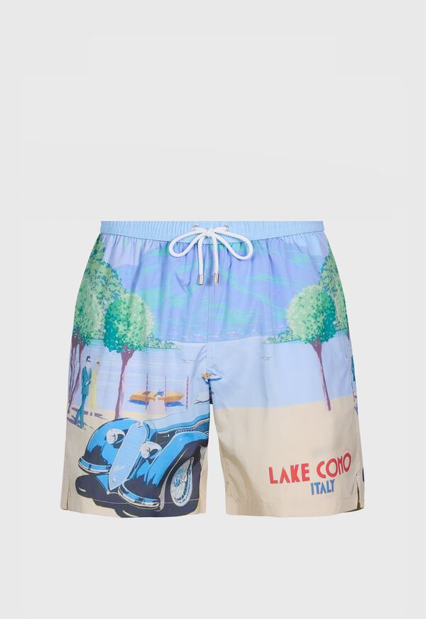 paul stuart Lake Como Vintage Car Swim Trunk