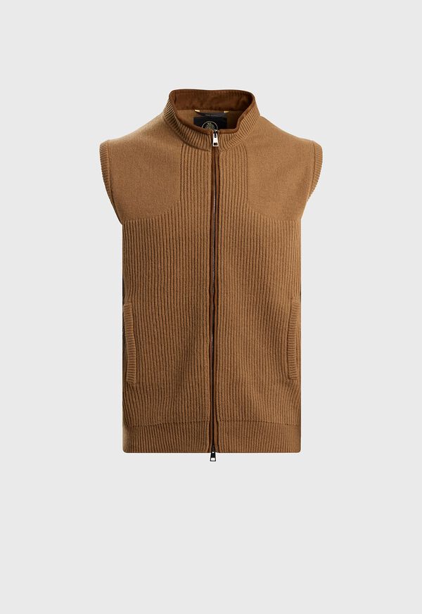 paul stuart Lambswool Vest with Suede Trim