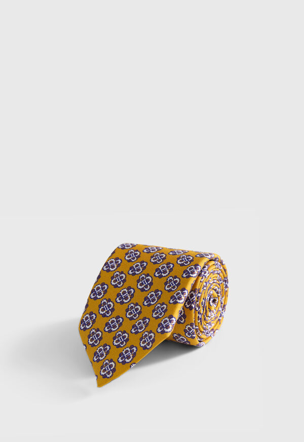 paul stuart Large Medallion Print Silk Tie