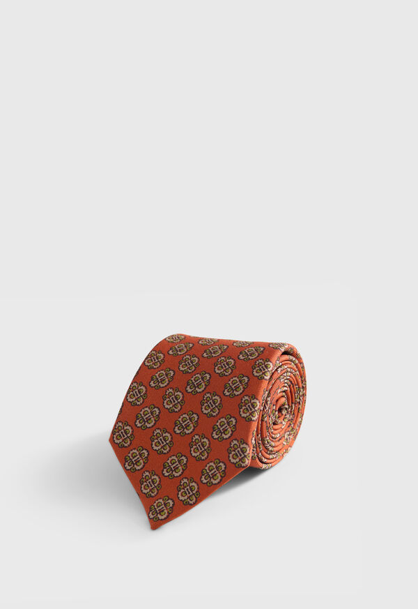 paul stuart Large Medallion Print Silk Tie