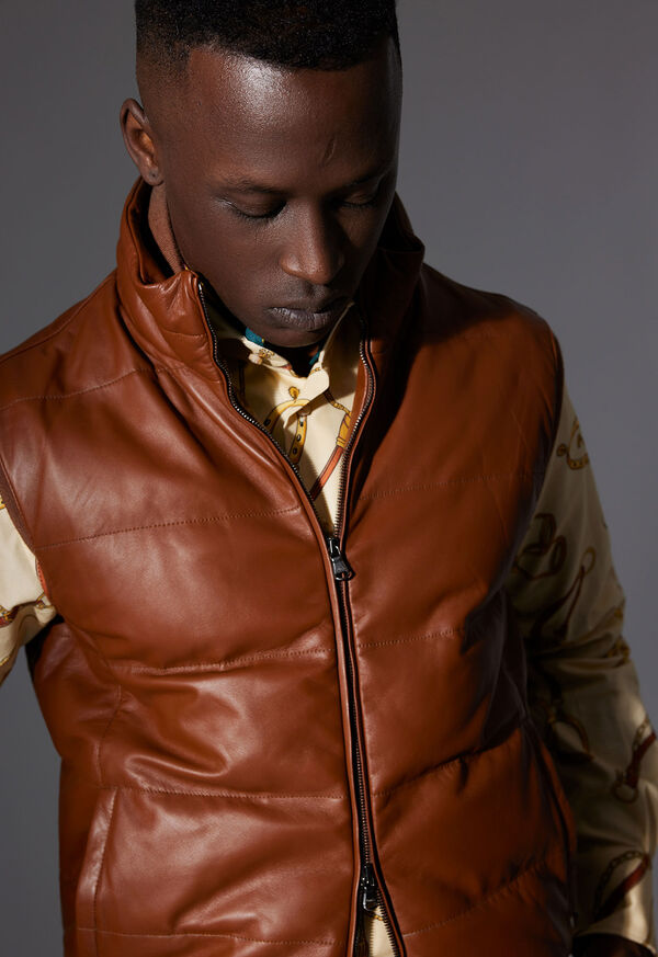 Paul Stuart Leather Goose Down Vest
