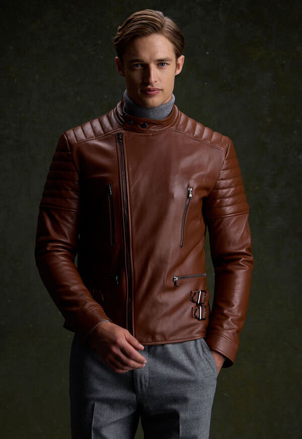 Paul Stuart Leather Motorcycle Jacket