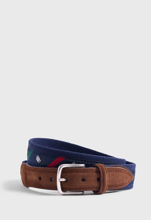 paul stuart Leather Trim Belt with Pony Embroidery