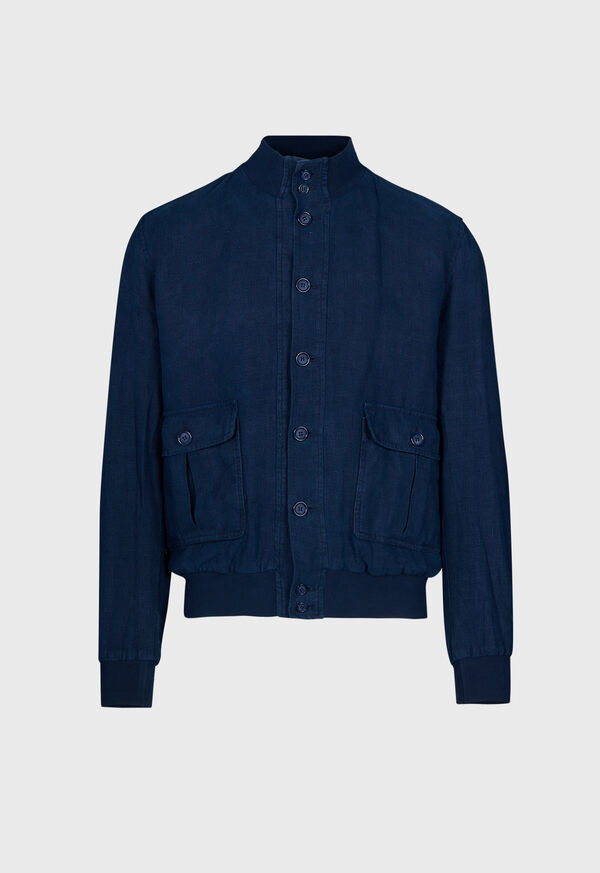 paul stuart Linen Button Front Bomber Jacket