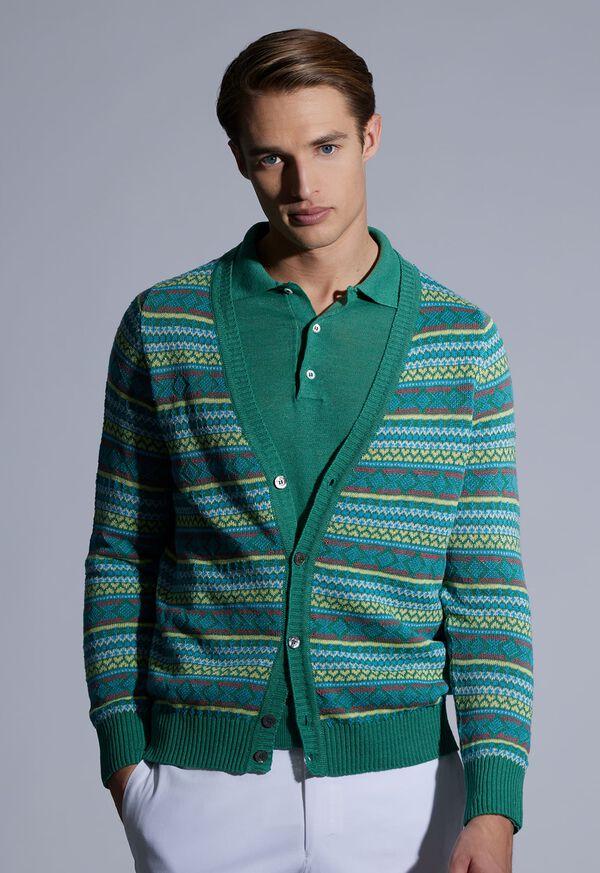 Paul Stuart Linen & Cotton Fair Isle Cardigan