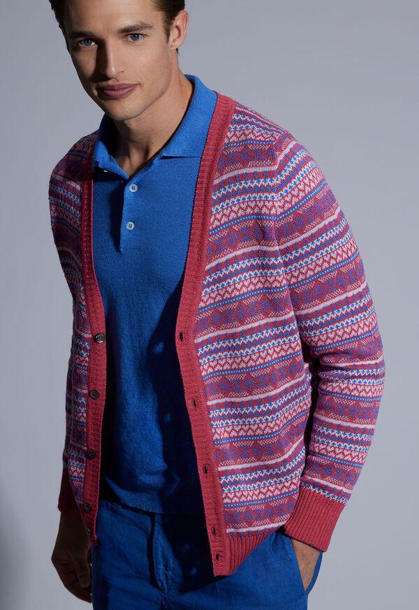 Paul Stuart Linen & Cotton Fair Isle Cardigan