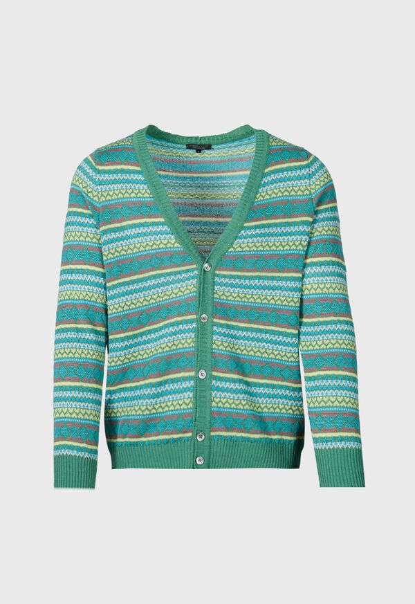 paul stuart Linen & Cotton Fair Isle Cardigan