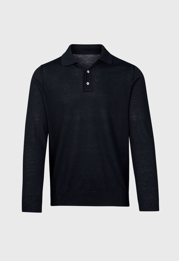 paul stuart Linen & Cotton Long Sleeve Polo