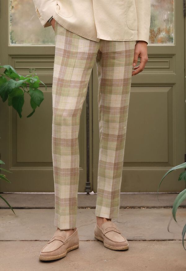 Paul Stuart Linen & Cotton Plaid Trousers
