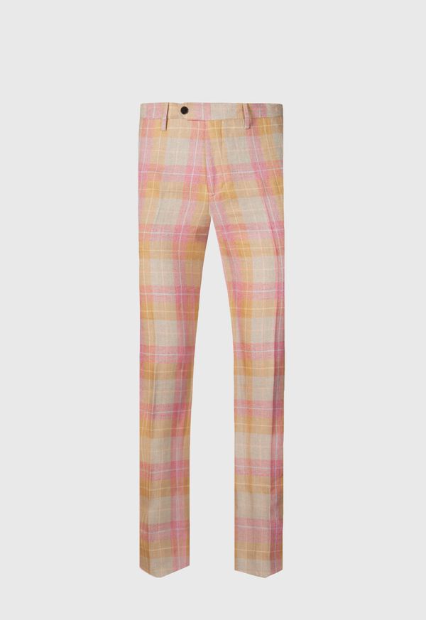 paul stuart Linen & Cotton Plaid Trousers