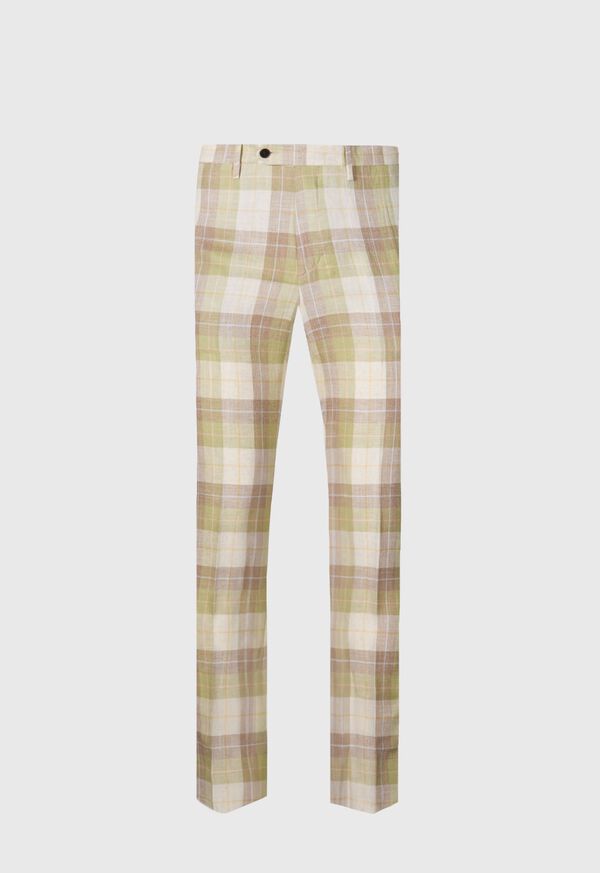 paul stuart Linen & Cotton Plaid Trousers