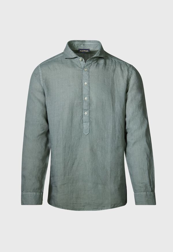 paul stuart Linen Half Placket Sport Shirt