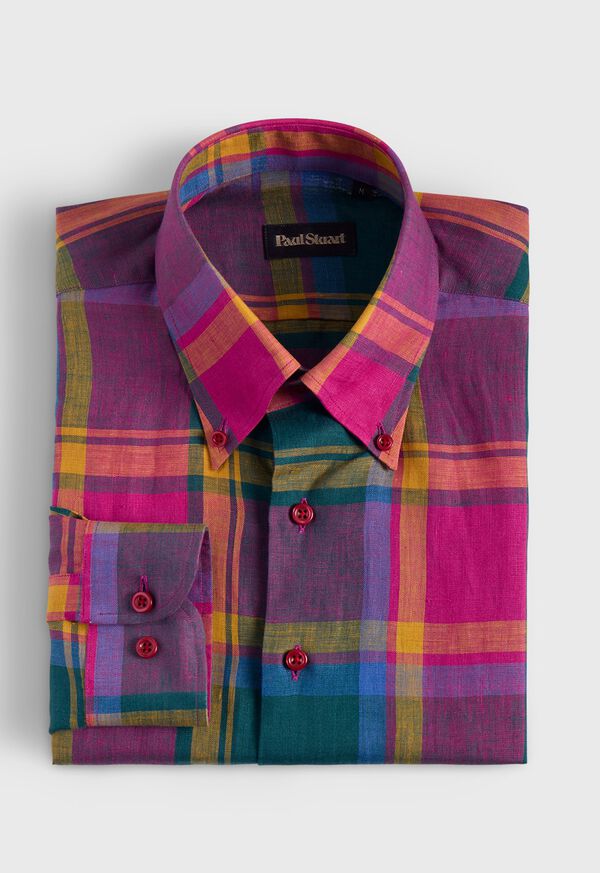 paul stuart Linen Madras Sport Shirt