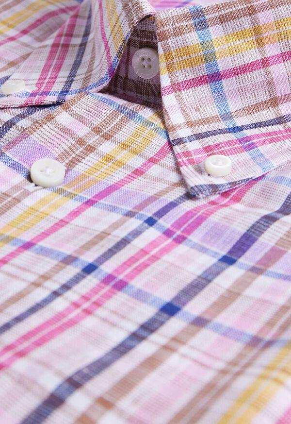Paul Stuart Linen Multicolor Plaid Sport Shirt