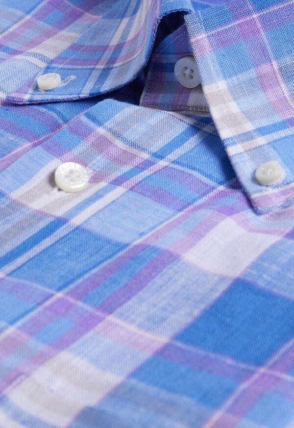 Paul Stuart Linen Multicolor Plaid Sport Shirt