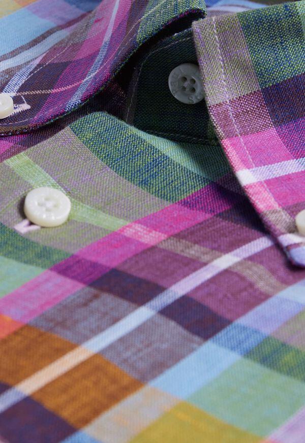 Paul Stuart Linen Multicolor Plaid Sport Shirt