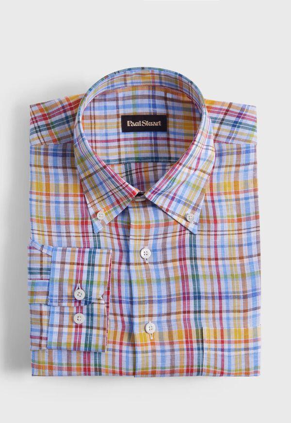 paul stuart Linen Multicolor Plaid Sport Shirt
