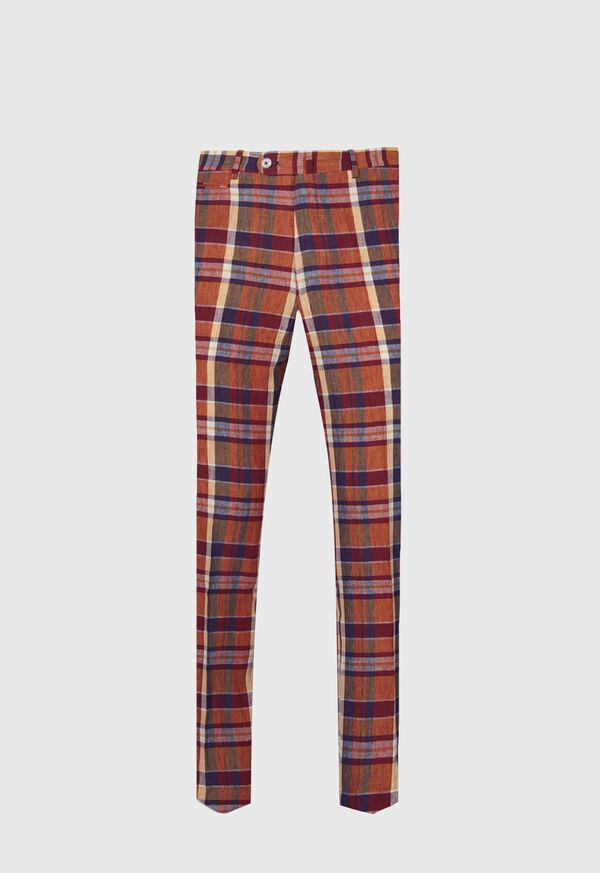 paul stuart Linen Plaid Plain Front Dress Trouser
