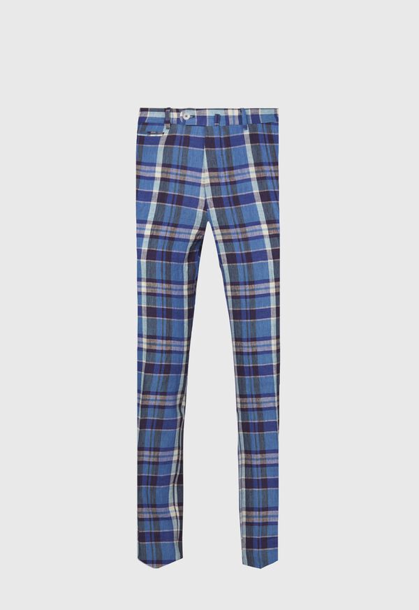 paul stuart Linen Plaid Plain Front Dress Trouser
