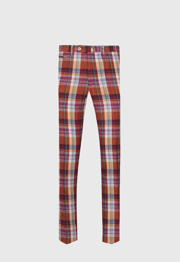 paul stuart Linen Plaid Plain Front Dress Trouser