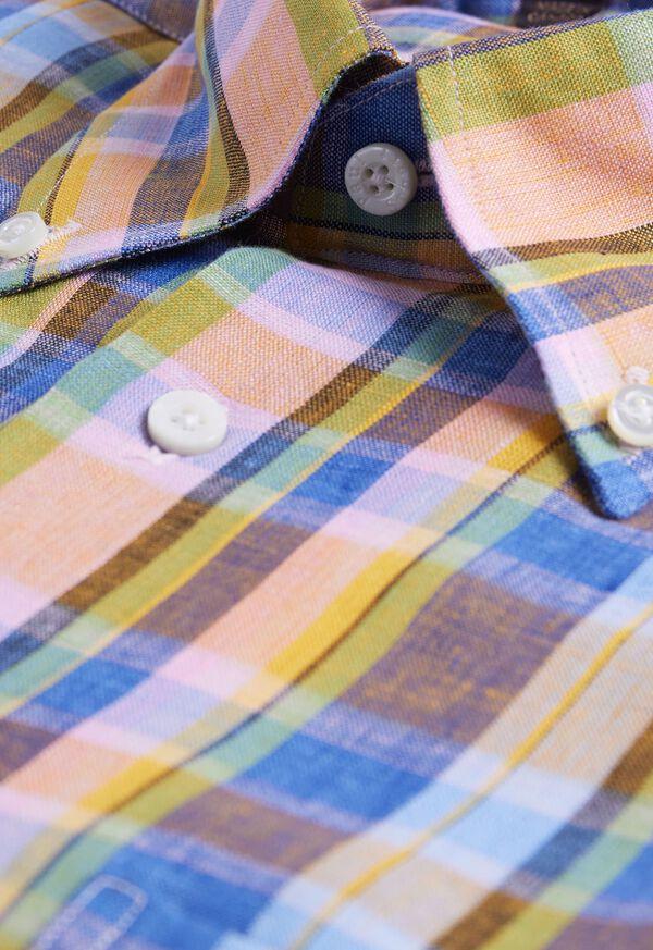 Paul Stuart Linen Plaid Sport Shirt