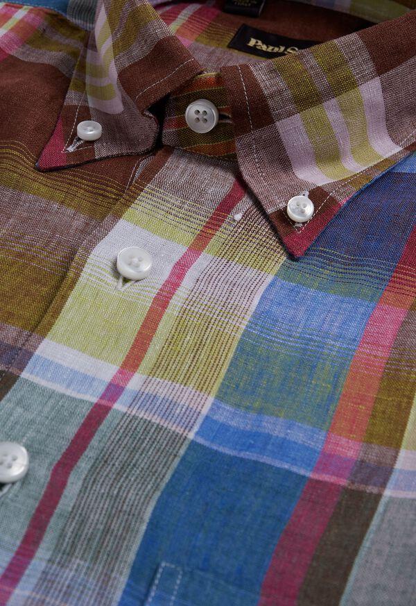 Paul Stuart Linen Plaid Sport Shirt