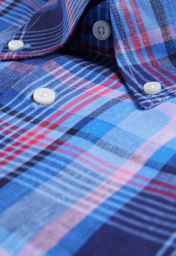 Paul Stuart Linen Plaid Sport Shirt