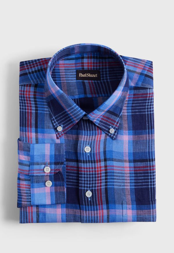 paul stuart Linen Plaid Sport Shirt