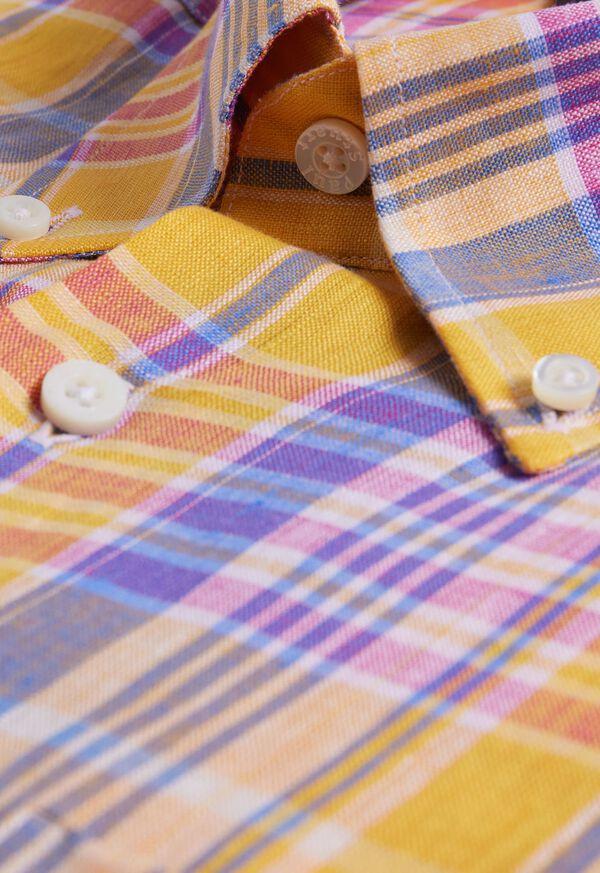 Paul Stuart Linen Plaid Sport Shirt