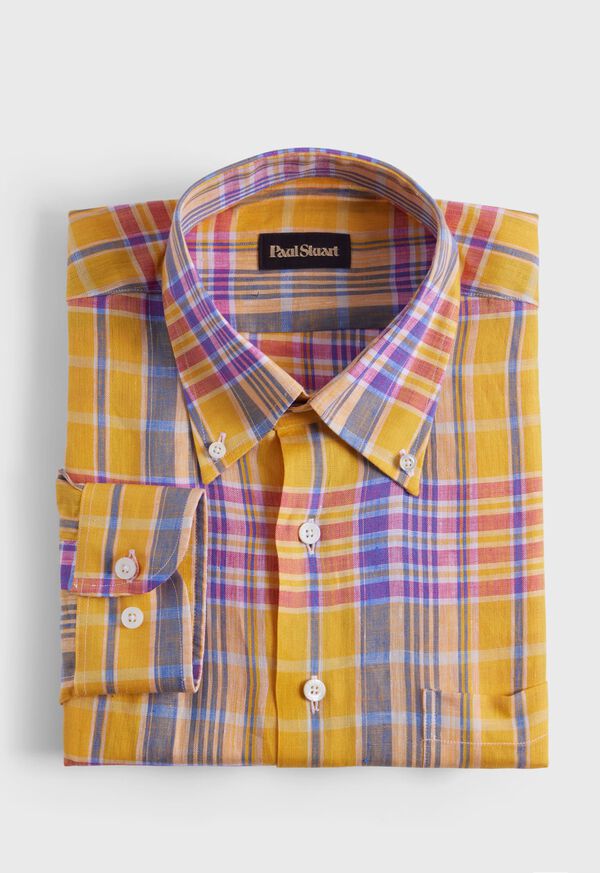 paul stuart Linen Plaid Sport Shirt