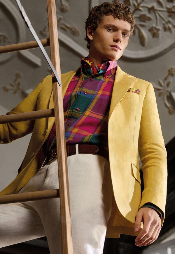 Paul Stuart Linen Plaid Sport Shirt