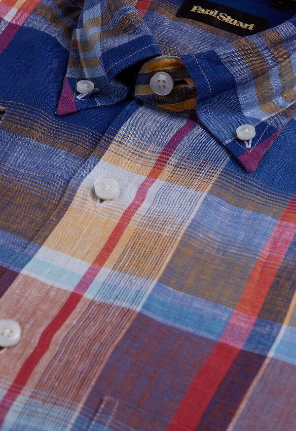 Paul Stuart Linen Plaid Sport Shirt