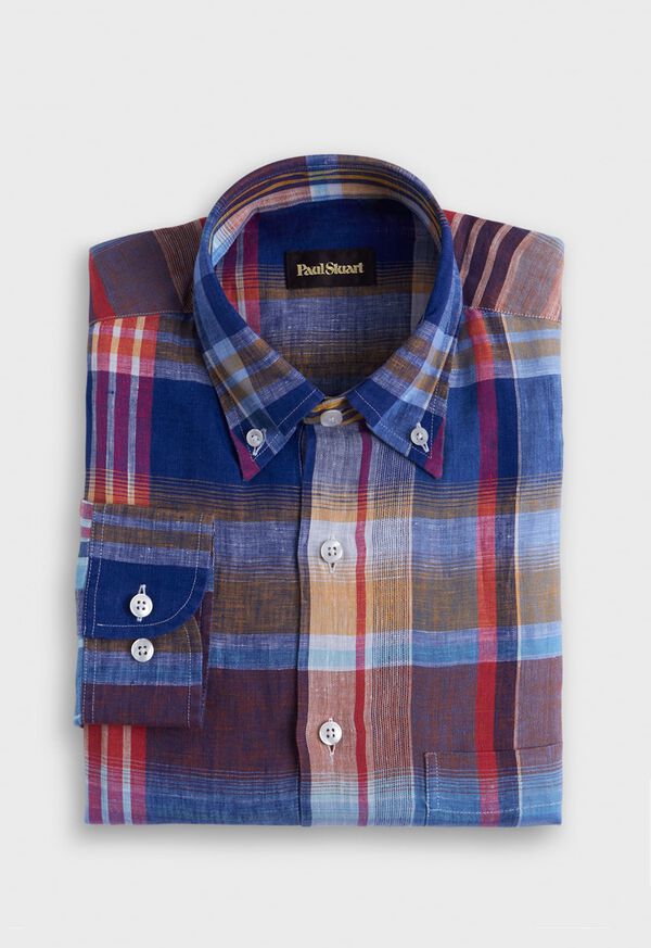 paul stuart Linen Plaid Sport Shirt