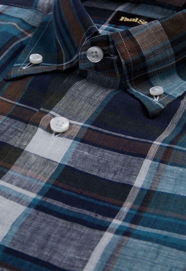 Paul Stuart Linen Plaid Sport Shirt