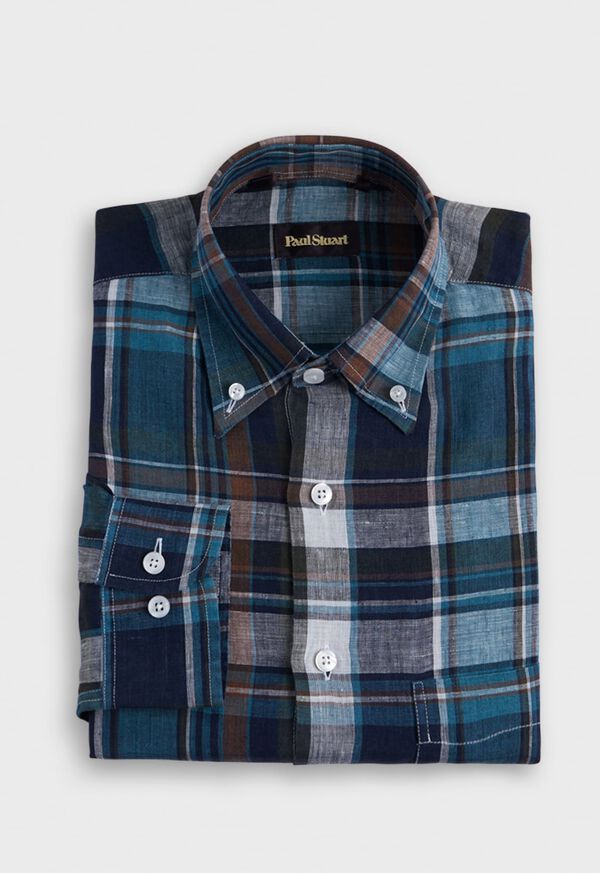 paul stuart Linen Plaid Sport Shirt