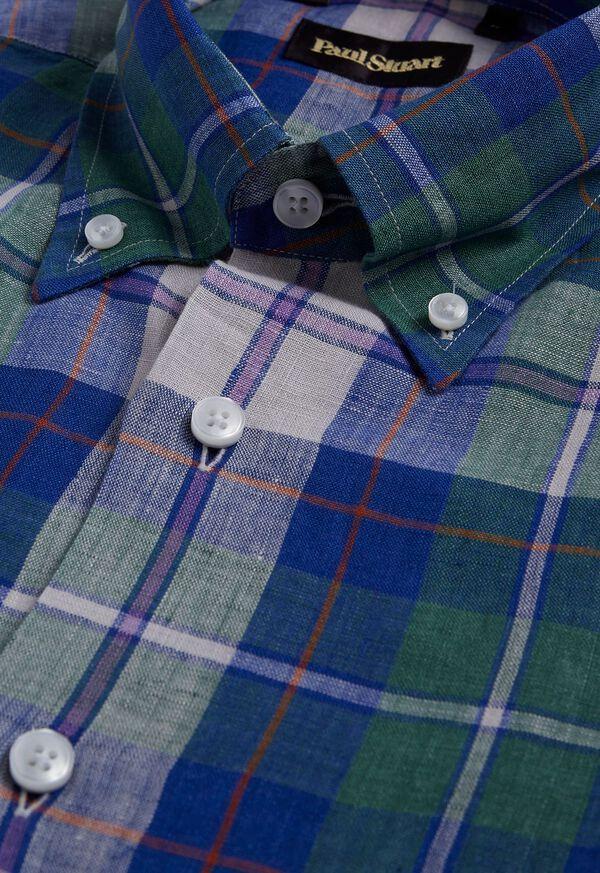 Paul Stuart Linen Plaid Sport Shirt