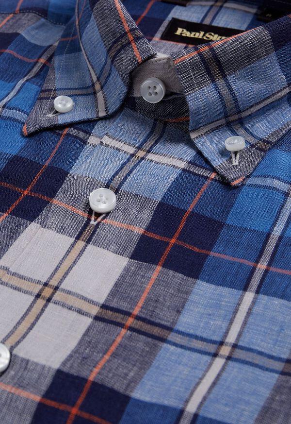 Paul Stuart Linen Plaid Sport Shirt