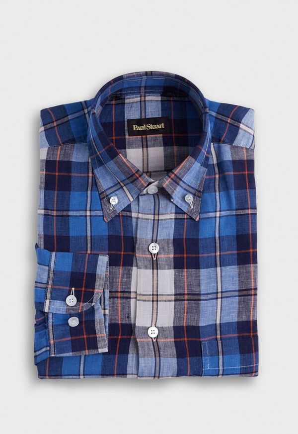 paul stuart Linen Plaid Sport Shirt