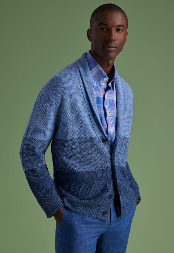 Paul Stuart Linen Rice Stitch Dégradé Cardigan