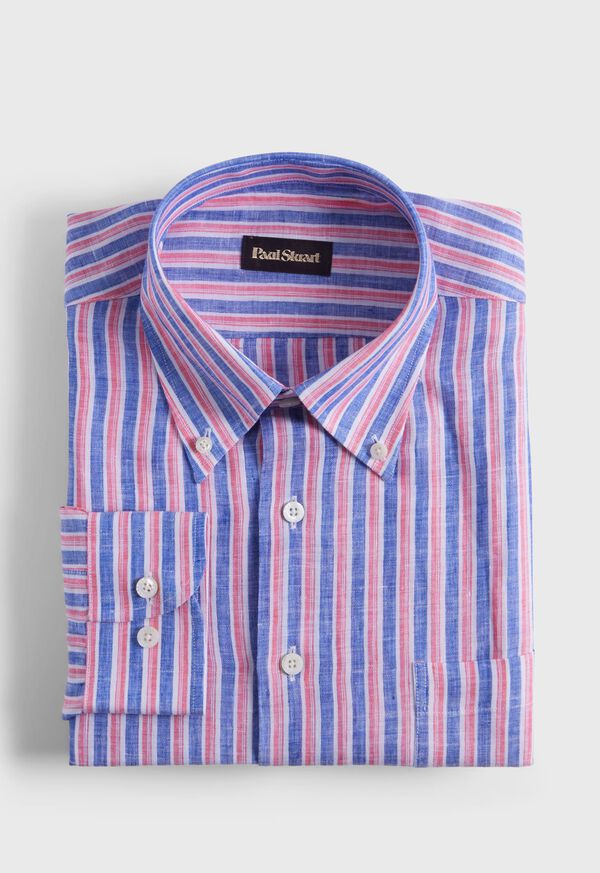 paul stuart Linen Shadow Stripe Sport Shirt