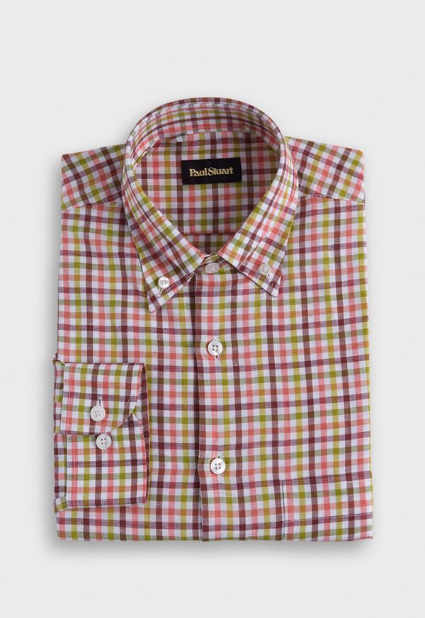 paul stuart Linen Small Check Sport Shirt