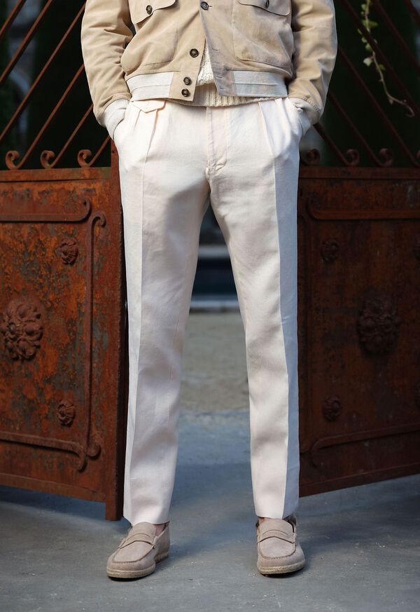 Paul Stuart Linen Washed Pleated Front Trouser